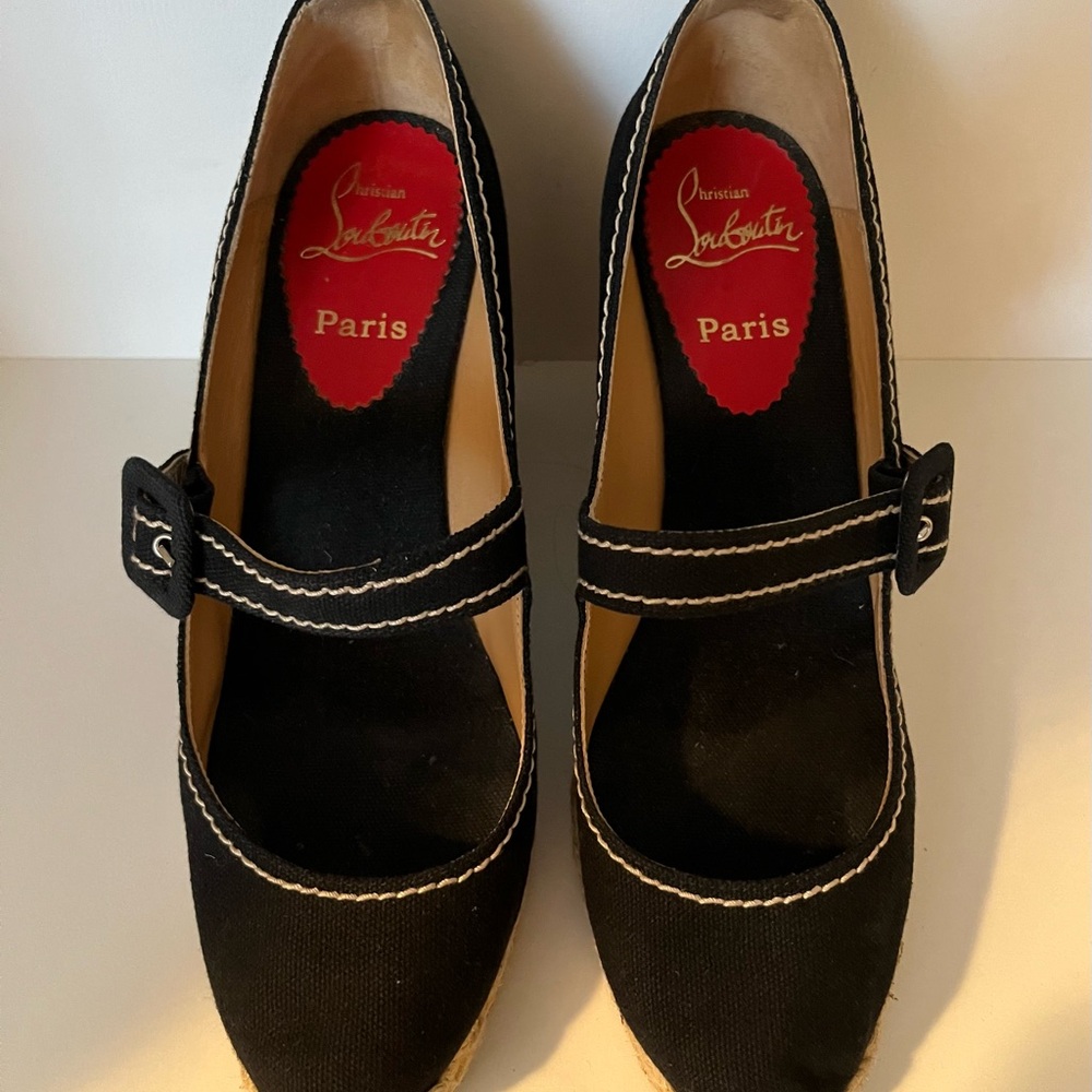 Christian Louboutin Mallorca Espadrilles Black Canvas (38)